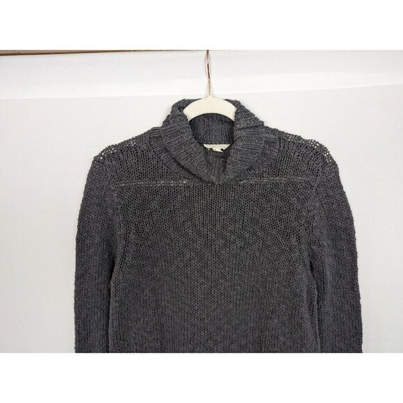 Eileen Fisher XS Turtleneck Sweater Organic Cotton Chunky Distress Knit Pullover - Picture 3 of 9